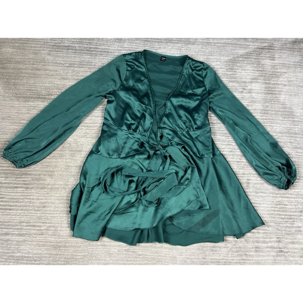 Shein Robe Womens Medium Green Lightweight Belted Long‎ Sleeve Tie Casual